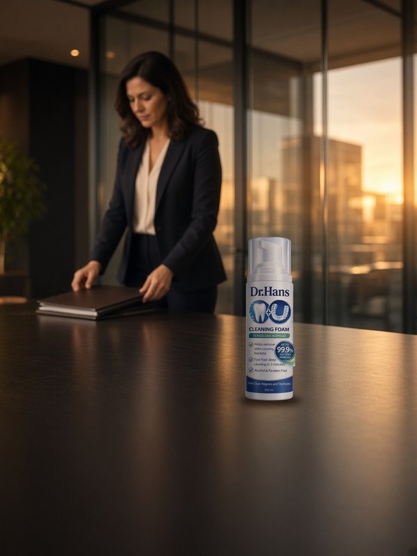 Dr.Hans Clean Foam on the table before a meeting